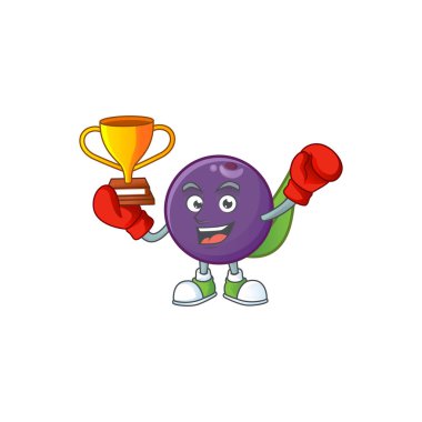 Taze meyve için boks kazanan acai çilek karakteri