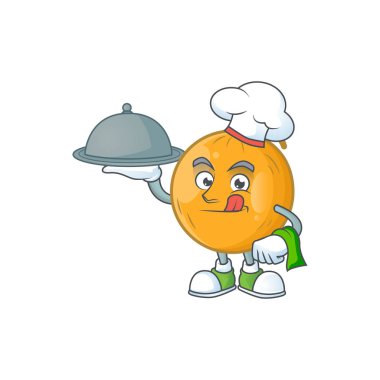 Karakter maskotu gıda olgun casaba kavun ile Şef
