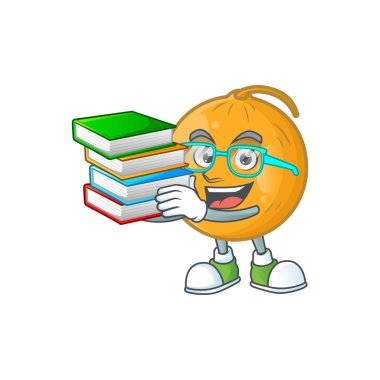 Beyaz arka plan kitap casaba kavun meyve karikatür ile Öğrenci