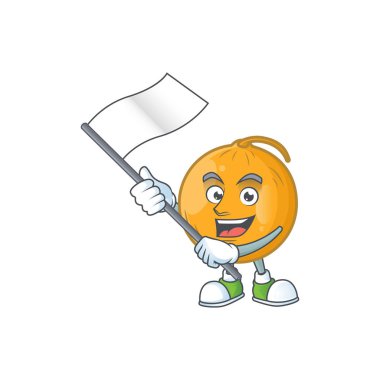 Beyaz arka plan üzerinde bayrak casaba kavun meyve karikatür ile