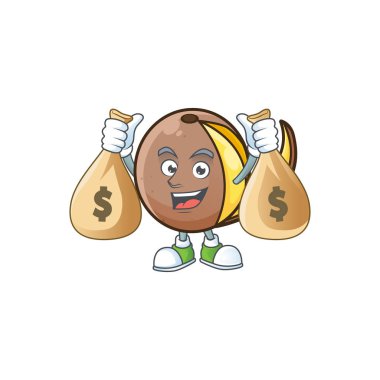 Maskot ile para çantası bambangan meyve çizgi film karakteri ile