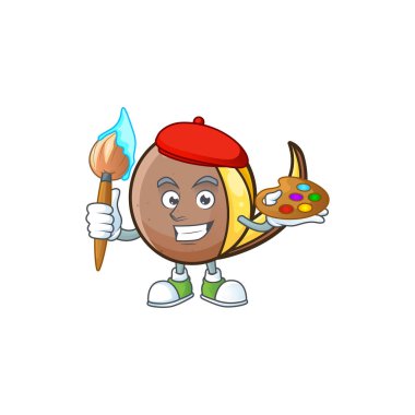 Maskot ile ressam bambangan meyve çizgi film karakteri