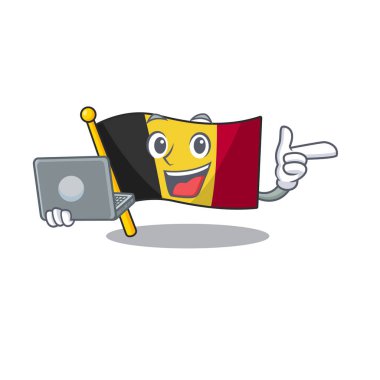 Dizüstü bayrak belçika karakteri ile maskot şekilli