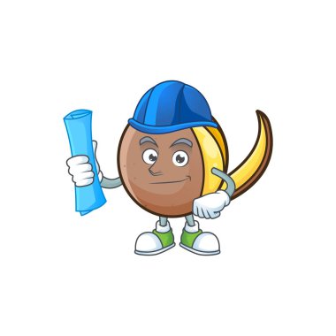 Mimar karikatür bambangan meyve beyaz arka plan izole