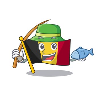 Balıkçılık bayrağı Belçika karikatür ile izole