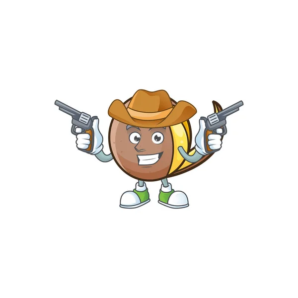 Cowboy bambangan frutta personaggio dei cartoni animati con mascotte — Vettoriale Stock