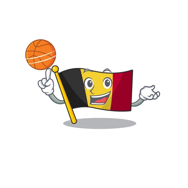Mit Basketballfahne belgischer Charakter prägte das Maskottchen — Stockvektor