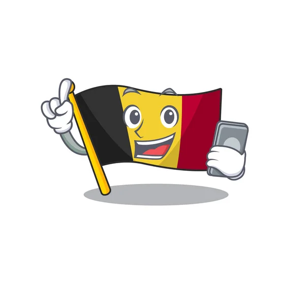 Mit Telefon-Flagge belgischer Charakter prägte das Maskottchen — Stockvektor