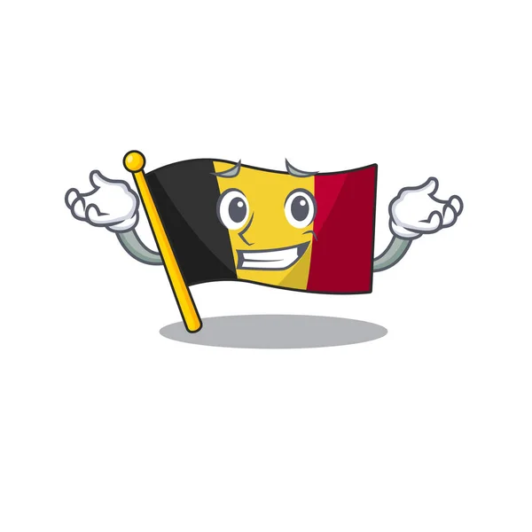 Grinsende belgische Flagge in Maskottchen-Schublade gefaltet — Stockvektor