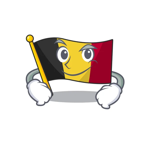 Lächelnde belgische Flagge in Maskottchen-Schublade gefaltet — Stockvektor