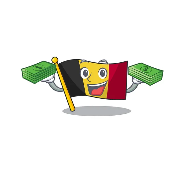 Con bandera bolsa de dinero belgium aislado con la caricatura — Vector de stock