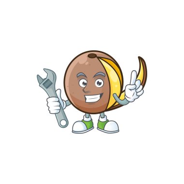 Konsept çizgi film karakteri ile mekanik bambangan meyve