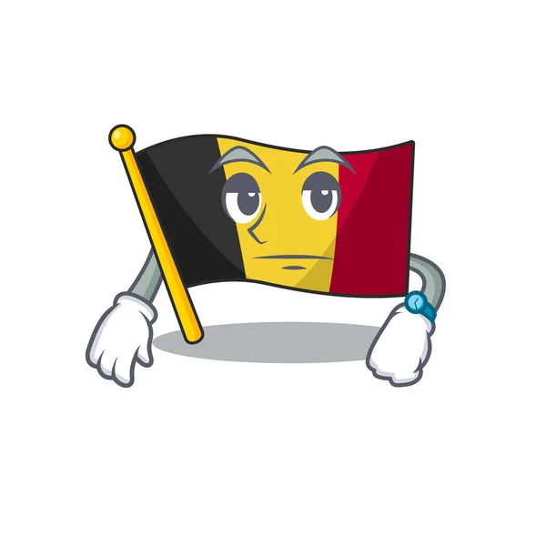 Wartende belgische Flagge auf Fahnenmast gehisst — Stockvektor