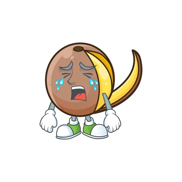 哭可爱的班班甘水果在卡通吉祥物 — 图库矢量图片