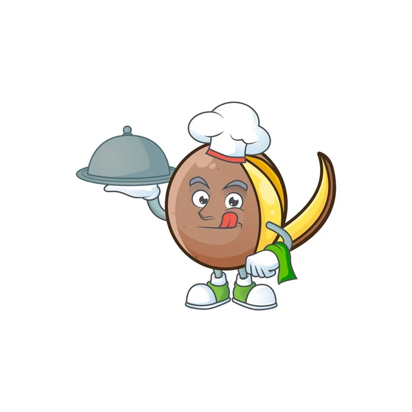 Chef con comida linda fruta de bambangan en la mascota de dibujos animados — Vector de stock