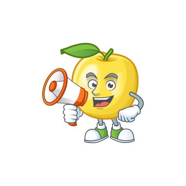 Çizgi film karakter tarzı ile megafon altın elma ile