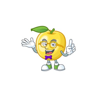 Beyaz arka planda Geek altın elma meyve karikatür