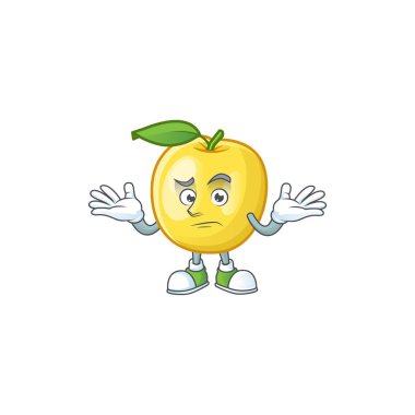 Beyaz arka planda sırıtan altın elma meyve karikatür