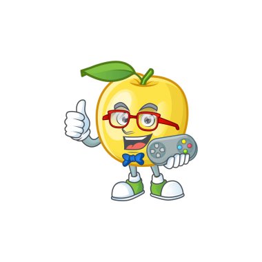 Tasarım için Oyuncu altın elma çizgi film karakteri