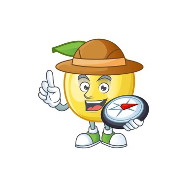 Tasarım için Explorer altın elma çizgi film karakteri