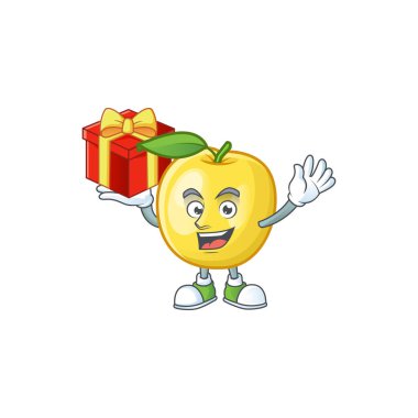 Karakter maskotu için hediye şekli altın elma meyve getir
