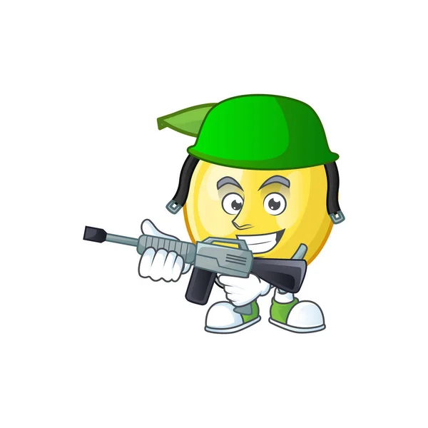 Esercito mela d'oro con stile personaggio dei cartoni animati — Vettoriale Stock
