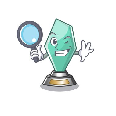 Detektif akrilik kupa maskot ile izole