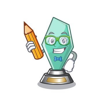 Öğrenci akrilik kupa maskot ile izole