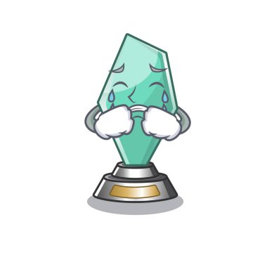 Bir karikatür üzerinde Ağlayan akrilik kupa maskotu