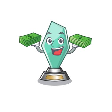 Bir karikatür üzerinde para çantası akrilik kupa maskotu ile