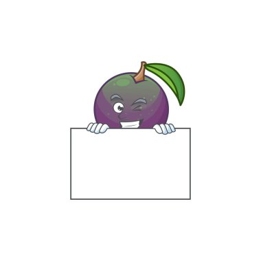 Maskot ile tahta yıldız elma çizgi film karakteri ile Grinning