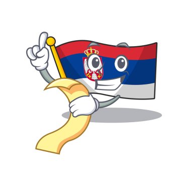 Karikatür şeklinde menü bayrağı sırbistan maskotu ile