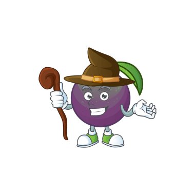 Cadı yıldız elma meyve şekli karakter maskotu.