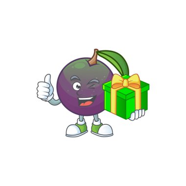 Hediye yıldız elma meyve şekli karakter maskotu ile.