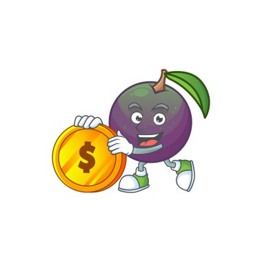 Karikatür maskotu sikke yıldız elma karakteri getir