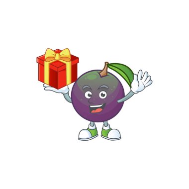 Karikatür maskotu hediye yıldız elma karakteri getir