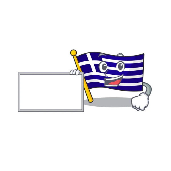 Com placa bandeira greece isolado no personagem — Vetor de Stock