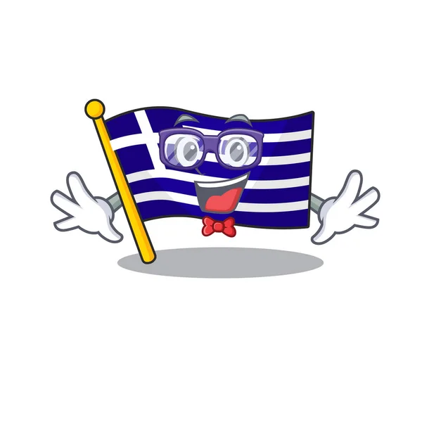 Geek greece character flag hoisted on mascot pole — Stock Vector