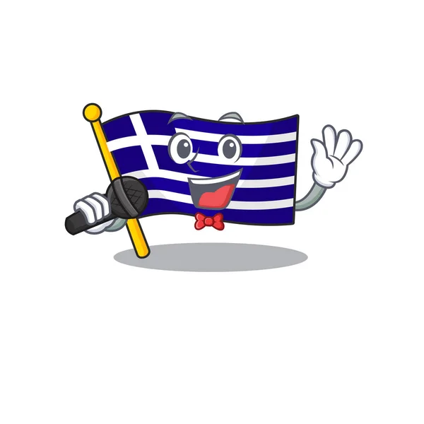 唱旗希腊字符塑造的卡通 — 图库矢量图片