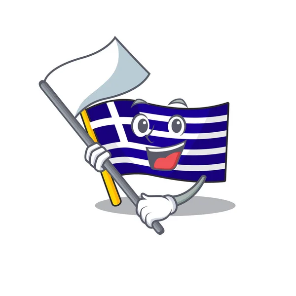 与国旗希腊国旗放置在卡通柜 — 图库矢量图片