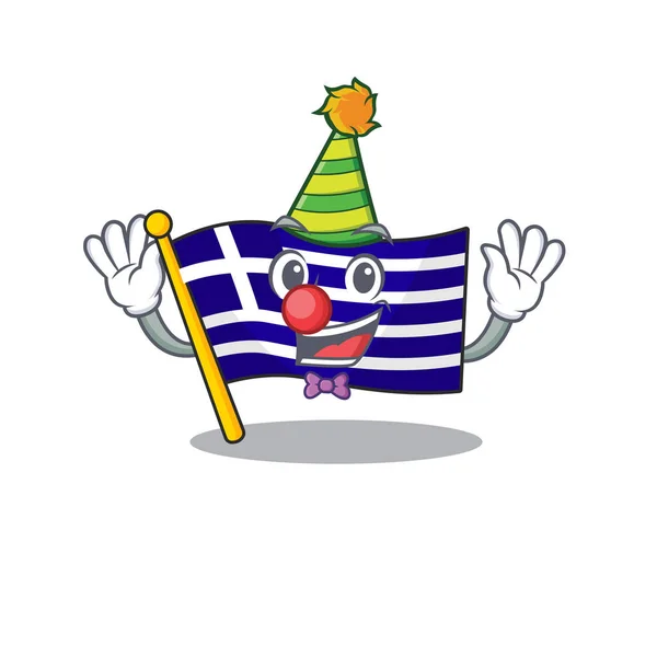 小丑希腊国旗放置在卡通橱柜 — 图库矢量图片
