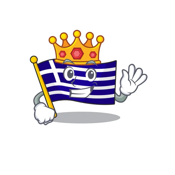 Koning Griekenland vlag geplaatst in Cartoon kast — Stockvector