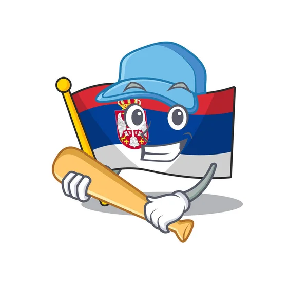 Játszott a baseball-zászló Szerbia a karakter izolált — Stock Vector