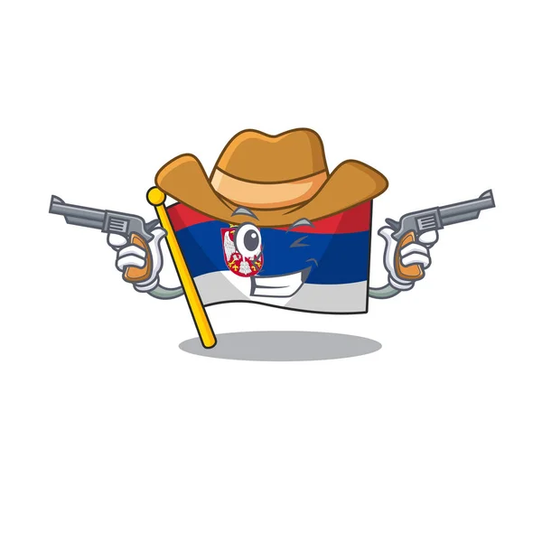 Cowboy-Flagge Serbien isoliert mit dem Charakter — Stockvektor