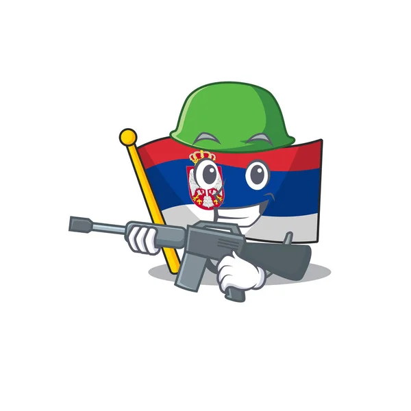 Armee Flagge Serbiens isoliert mit dem Charakter — Stockvektor