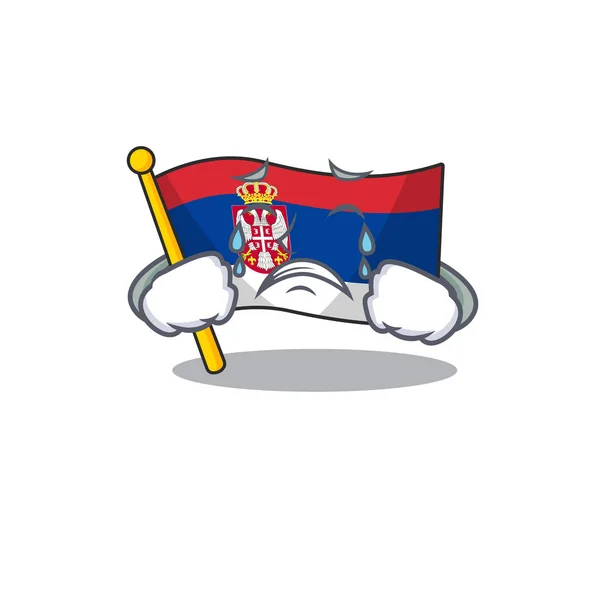 Crying flag serbia mascot shaped on cartoon — Stock Vector