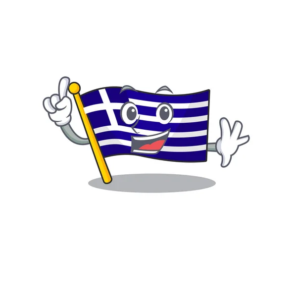 手指希腊国旗放置在卡通橱柜 — 图库矢量图片