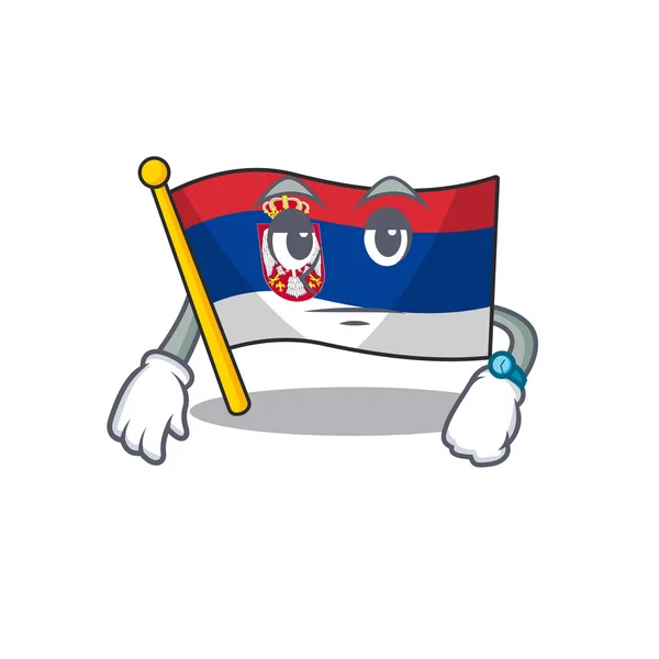 Várakozás szerb zászlók tárolt rajzfilm fiókba — Stock Vector