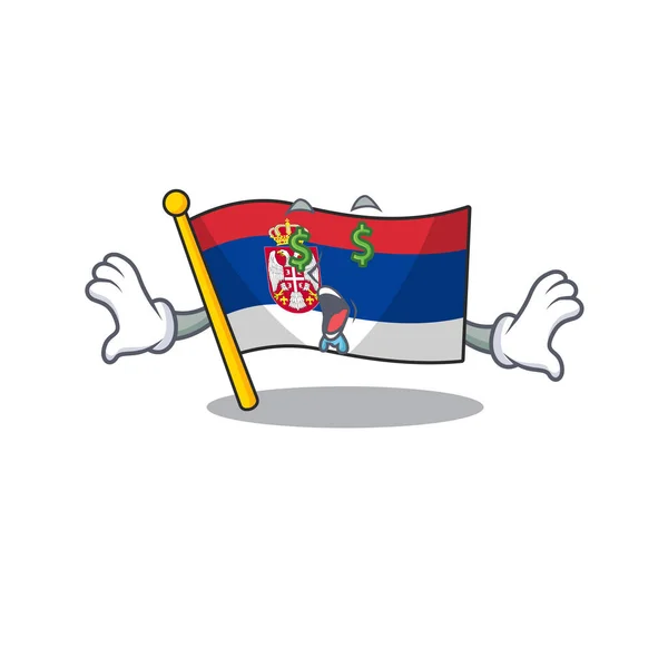 Pénzt szem szerb zászlók tárolt rajzfilm fiókba — Stock Vector