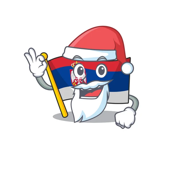 Weihnachtsmann serbische Flaggen in Cartoon-Schublade aufbewahrt — Stockvektor